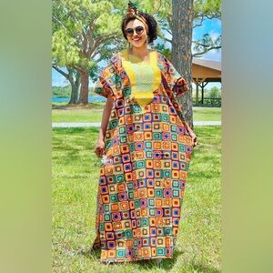 African Ankara Bubu dress with embroidery | Kaftan